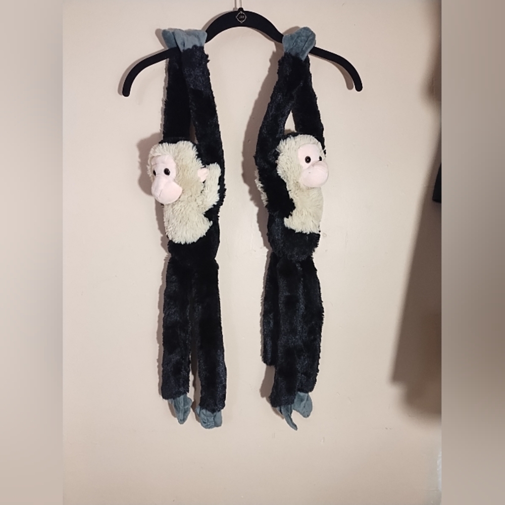 Wild Republic Plush Monkey Scarf for Kids - Black and Cream